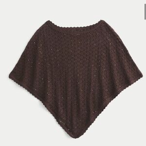 Hollister Women's Chocolate Brown Knit Poncho Sweater nwt